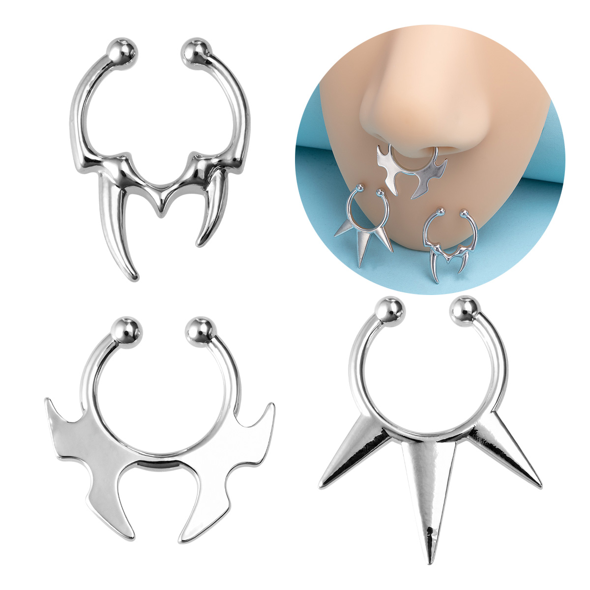 Body Jewelry Implants - 1-3pcs Fake Clip on Nose Rings